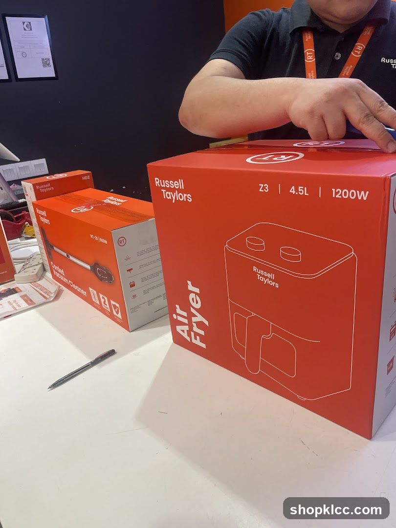 Russell Taylors Air Fryer and Vacuum Cleaner Boxes