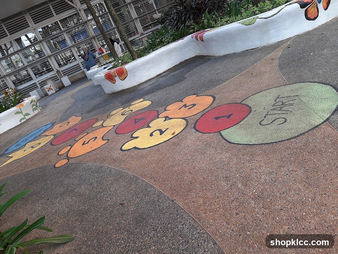 Playground path with numbers and start sign