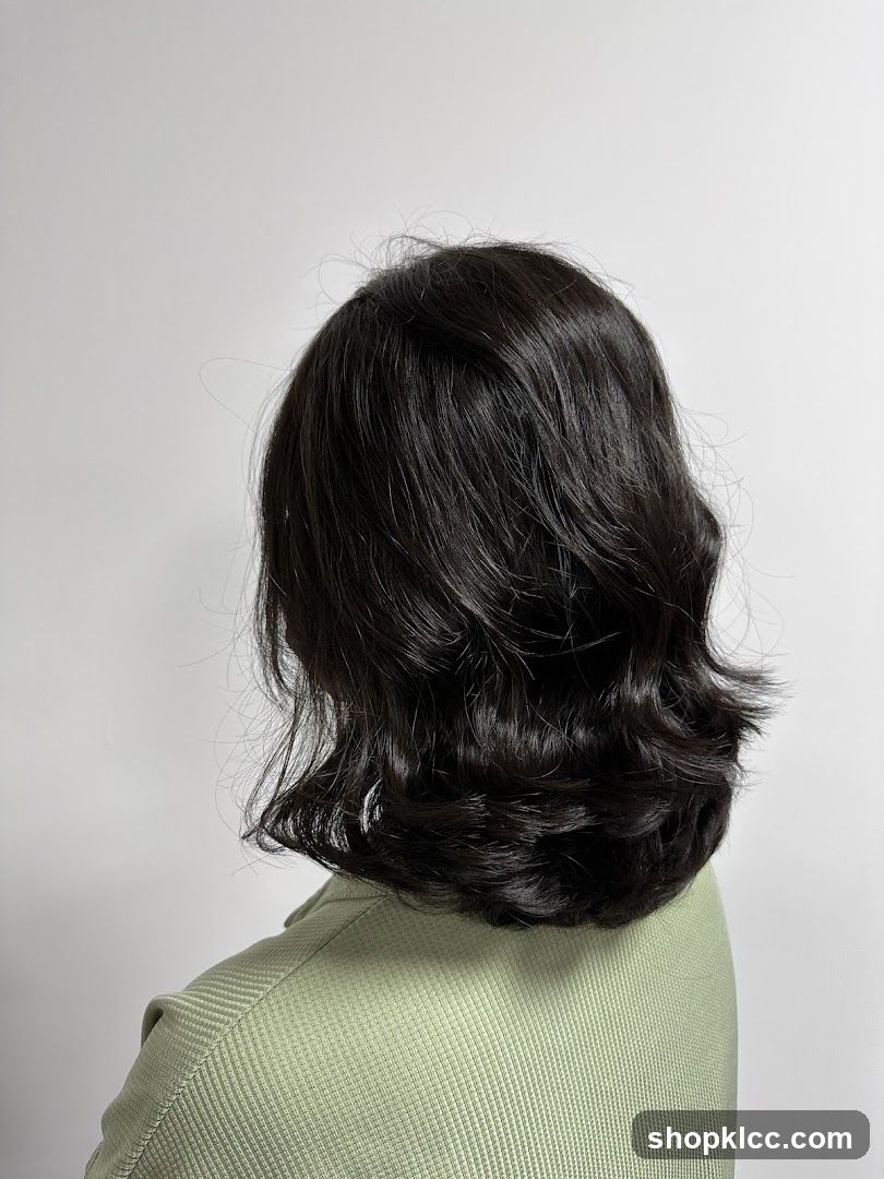 Woman's dark wavy hair