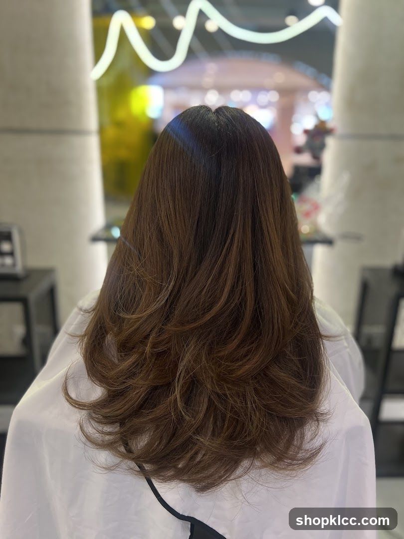 Woman with layered brown hair