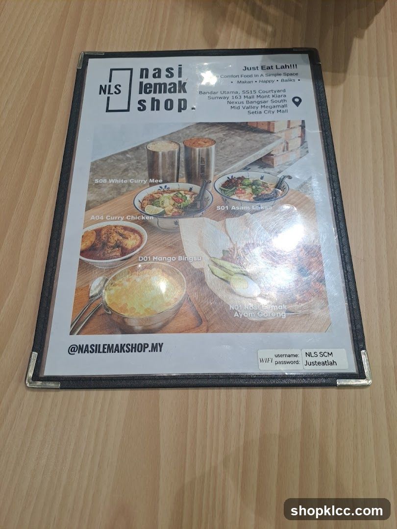 NLS Nasi Lemak Shop Menu