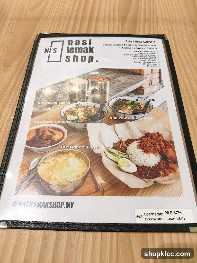 Nasi Lemak Shop Menu