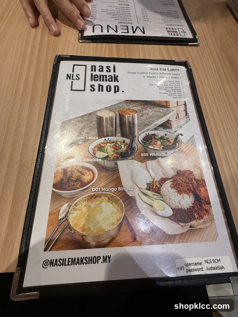 Nasi Lemak Shop Menu