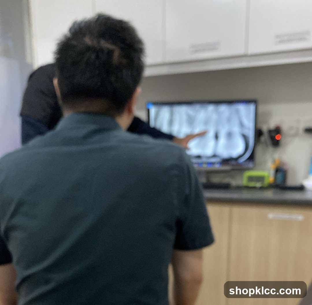 Dentist reviewing X-rays