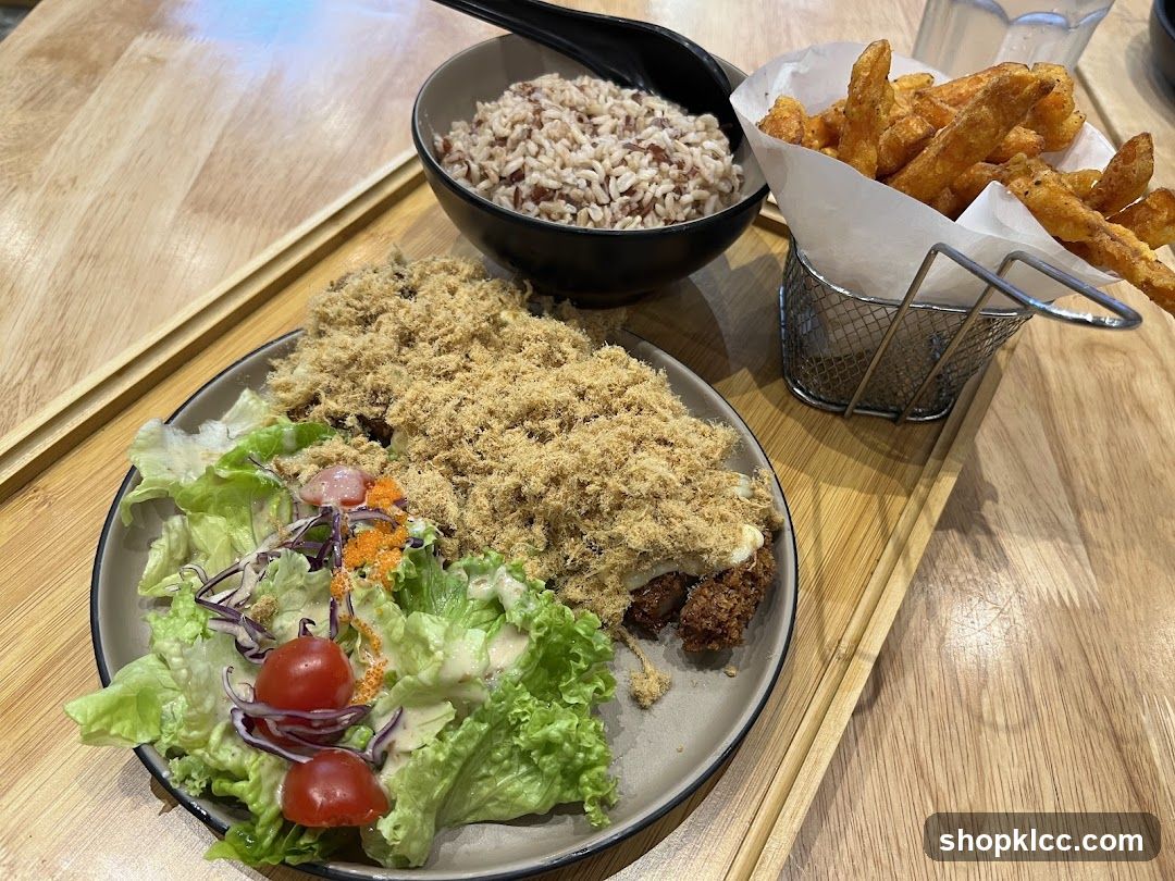 Fried Chicken with Shredded Pork and Fries