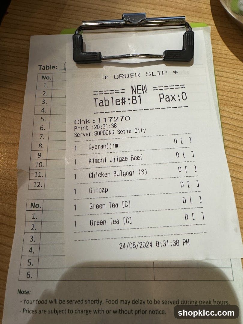 Order Slip