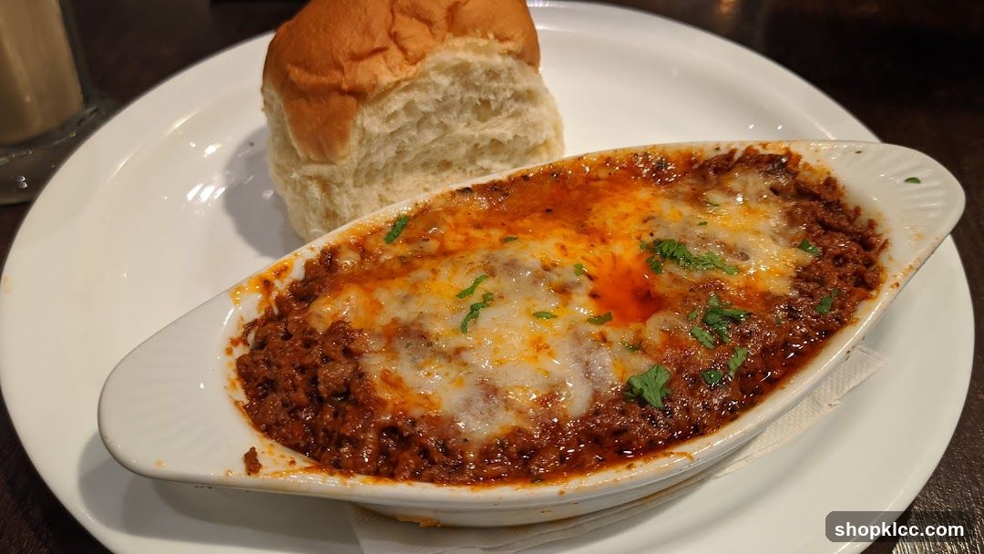 Cheesy Meat Dish with Bread Roll