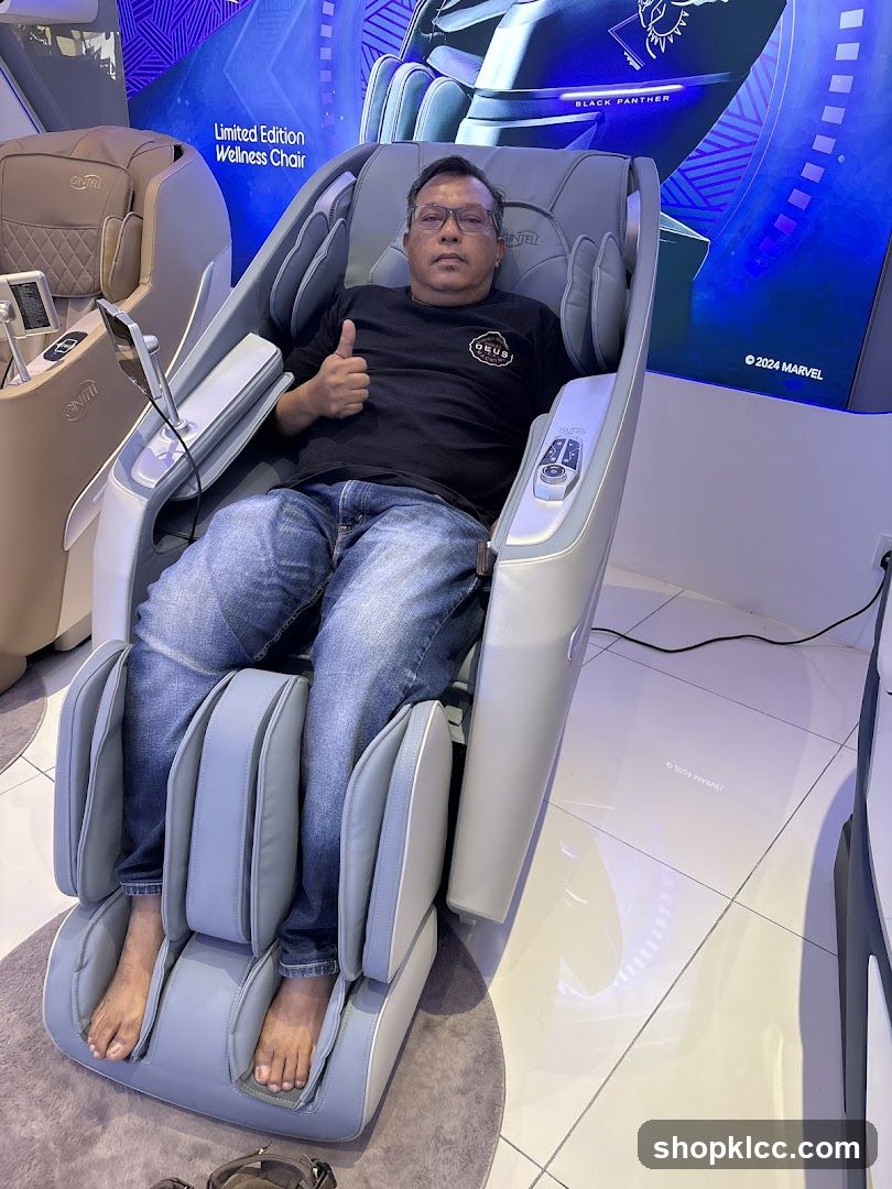 Man testing a massage chair
