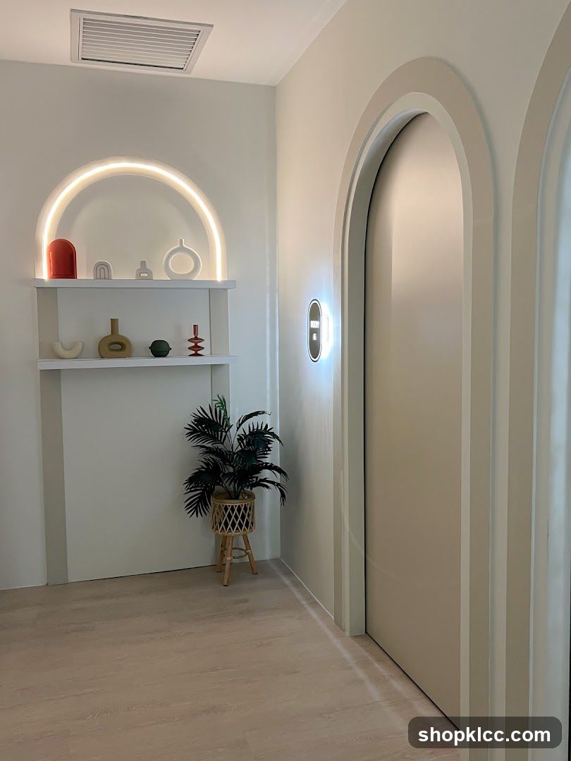 Modern Interior with Archways and Shelving