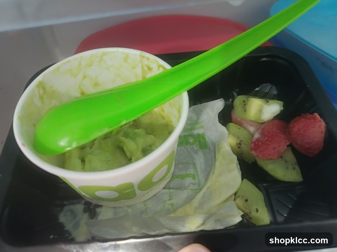 Avocado ice cream with fruit