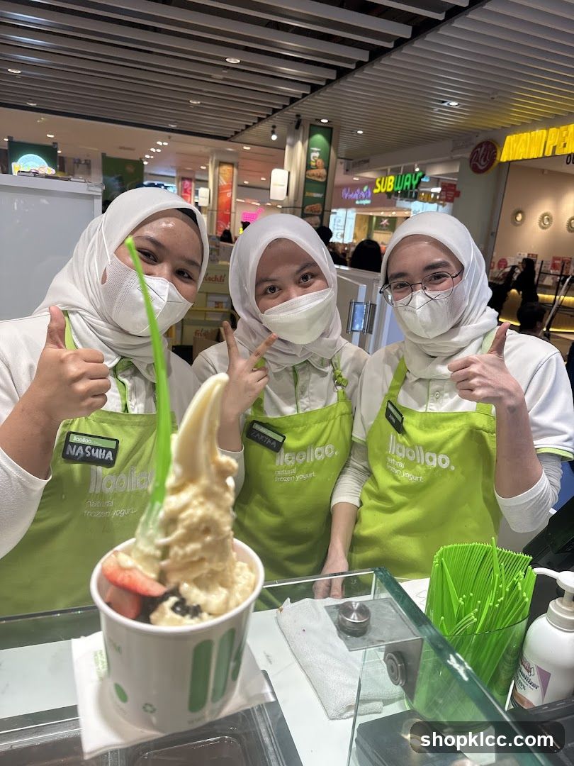 Employees with Frozen Yogurt