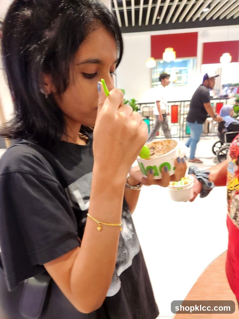 Woman eating ice cream