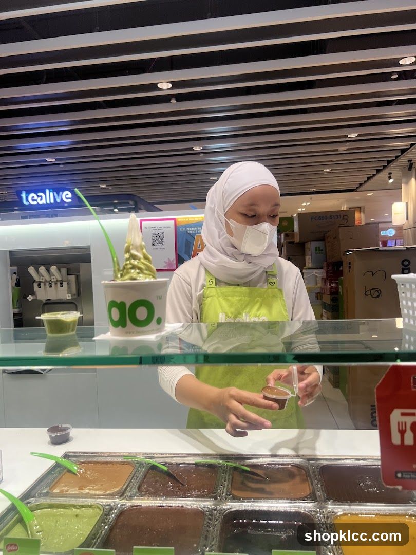 Dessert shop counter
