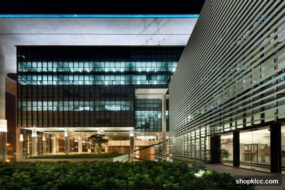 Modern Office Building Exterior at Night