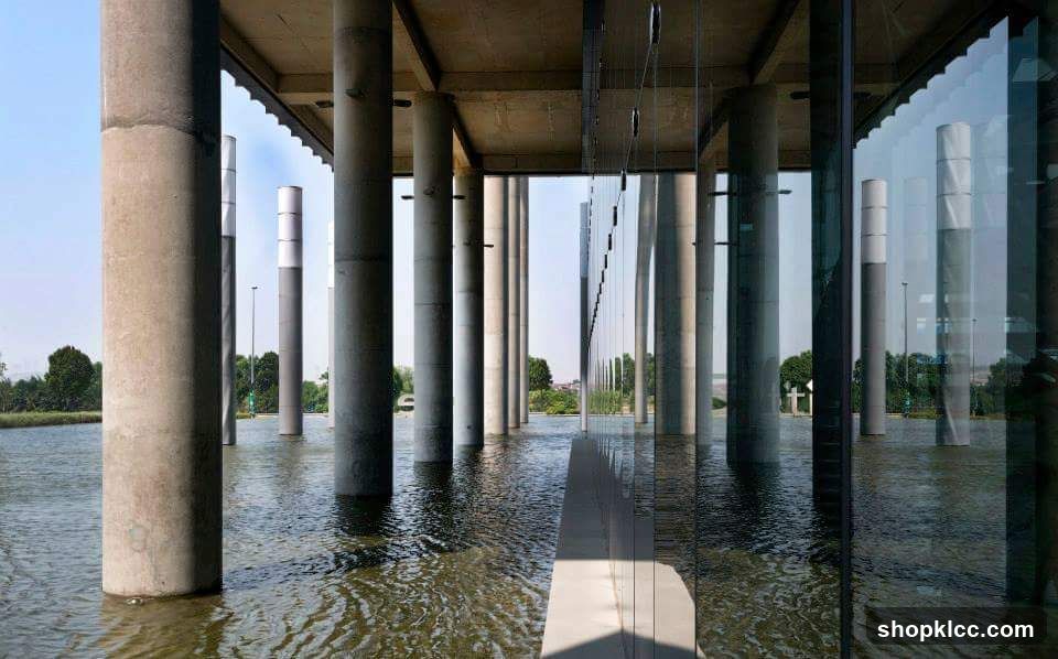 Modern Building with Water Feature