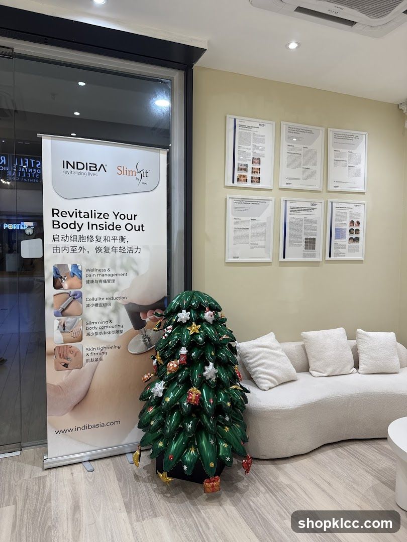 Clinic Interior with Promotional Banner and Christmas Tree