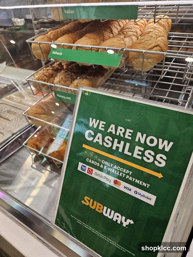 Subway Cashless Payment Sign
