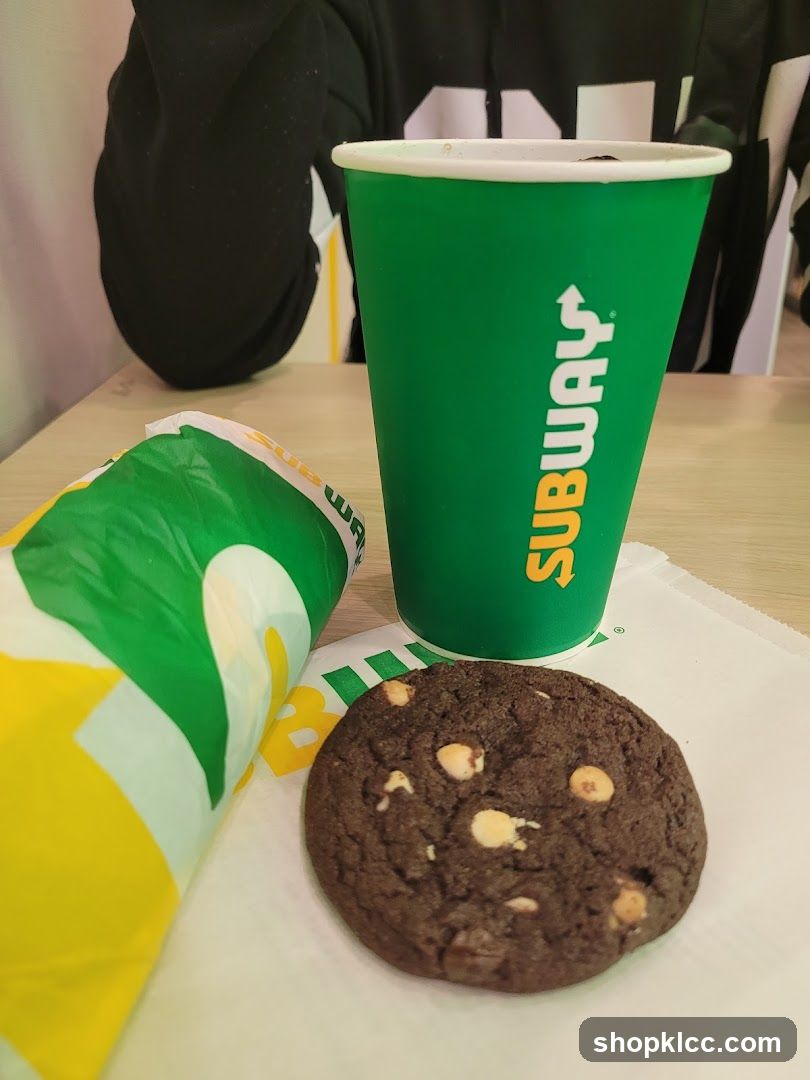 Subway Drink and Cookie