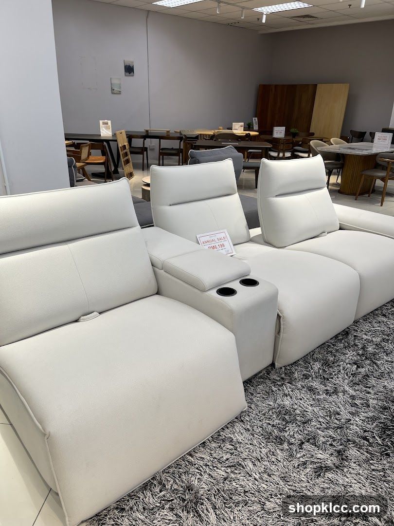 White Sectional Sofa with Cup Holders