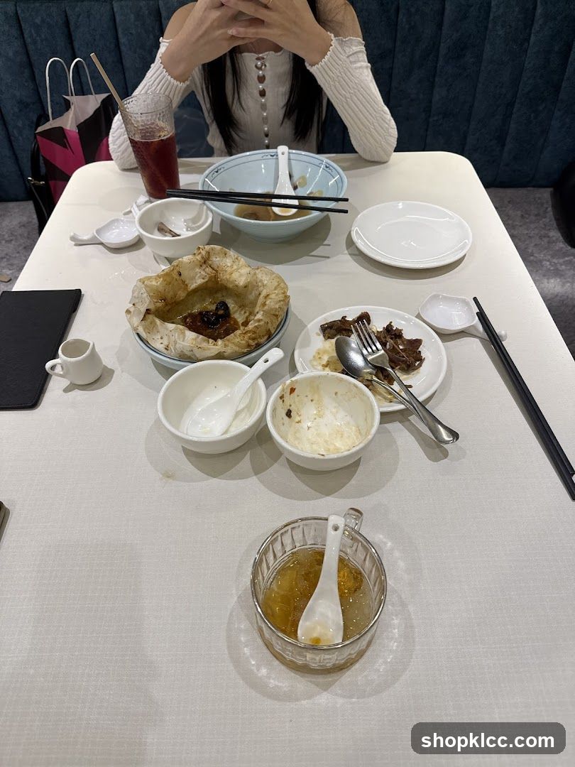 Table with leftover food