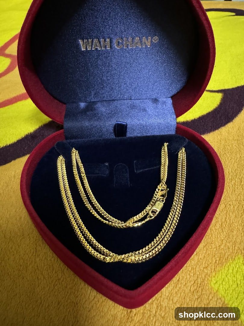 Gold Necklace in a Heart-Shaped Box