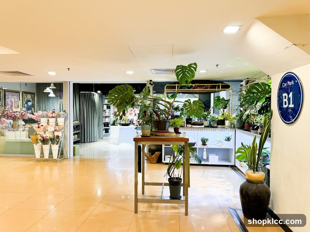 Indoor plant shop with floral display