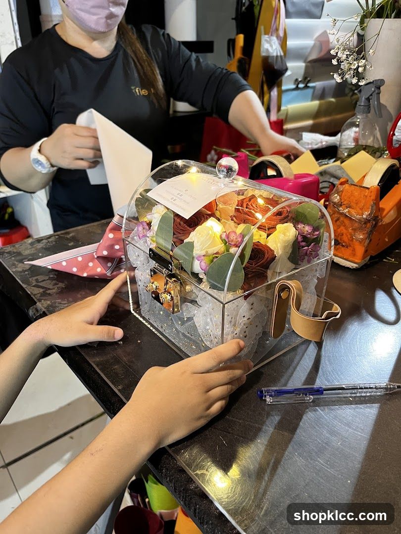 Floral Arrangement in a Clear Box