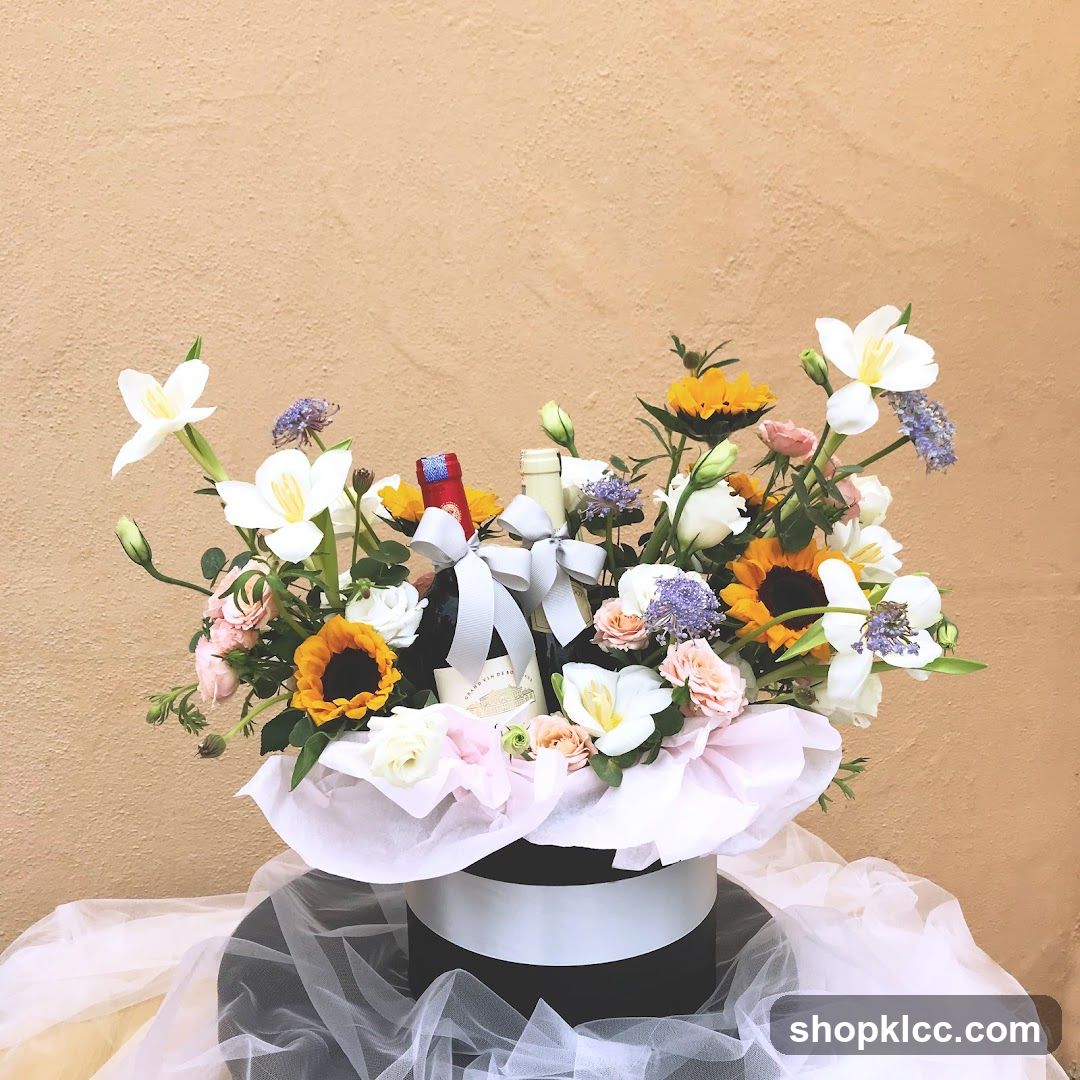 Flower and Wine Arrangement