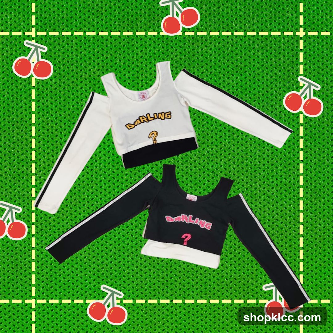 Two crop tops with "DARLING" text