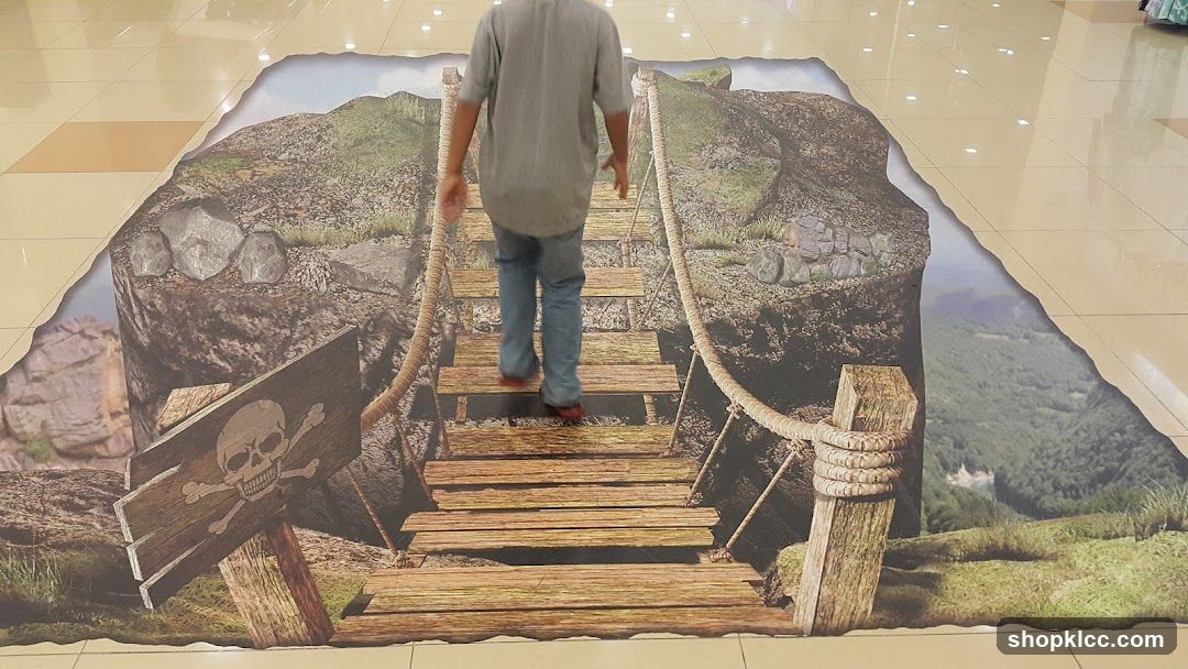 3D Floor Art of a Rope Bridge