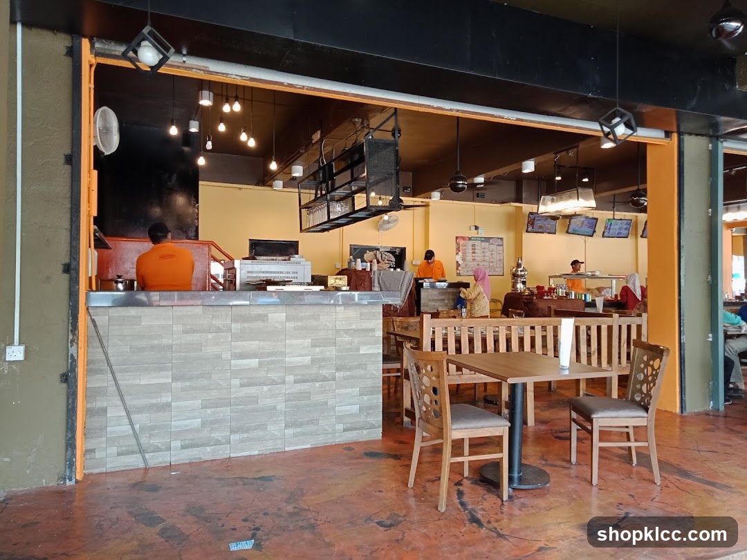 Restaurant Interior with Seating and Counter
