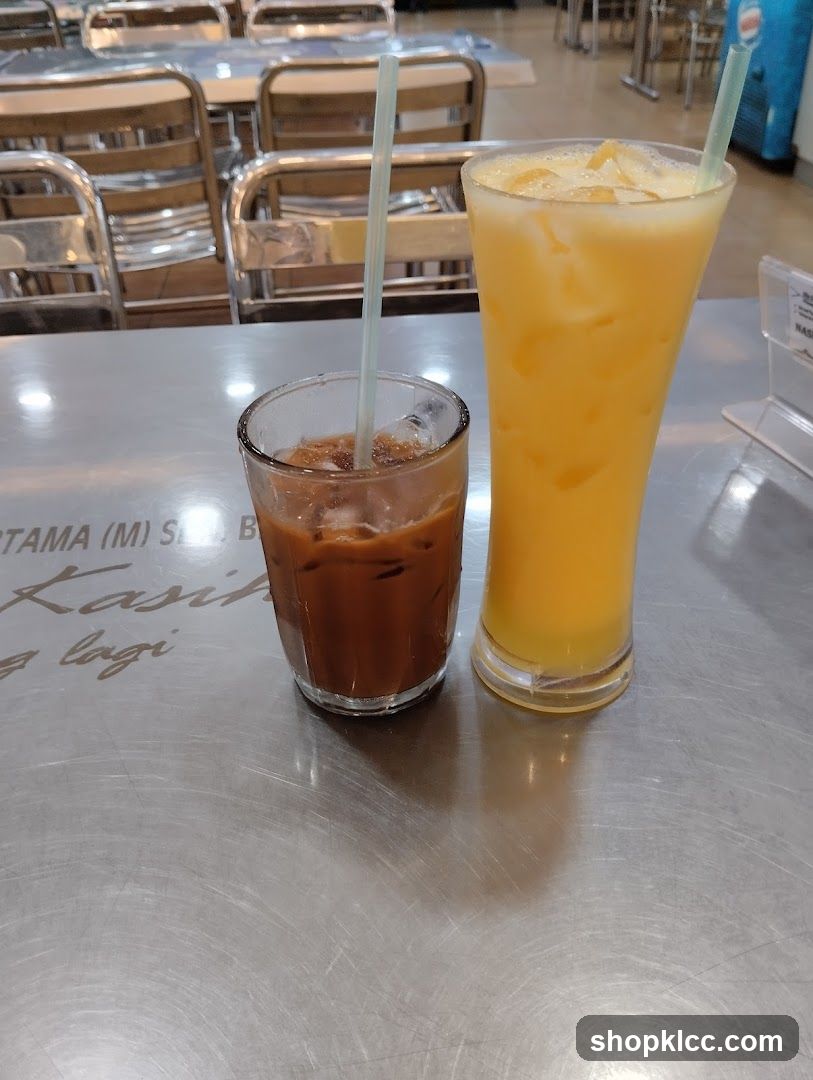 Iced Coffee and Orange Juice