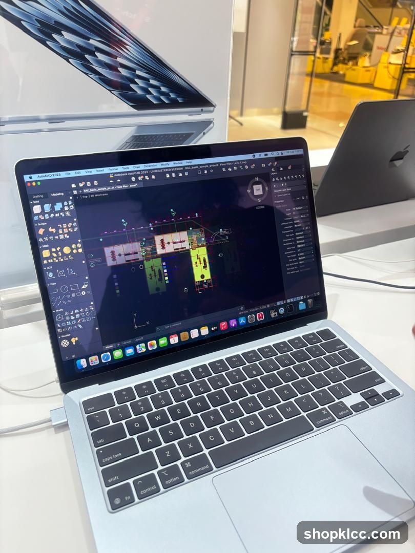 Laptop displaying architectural software