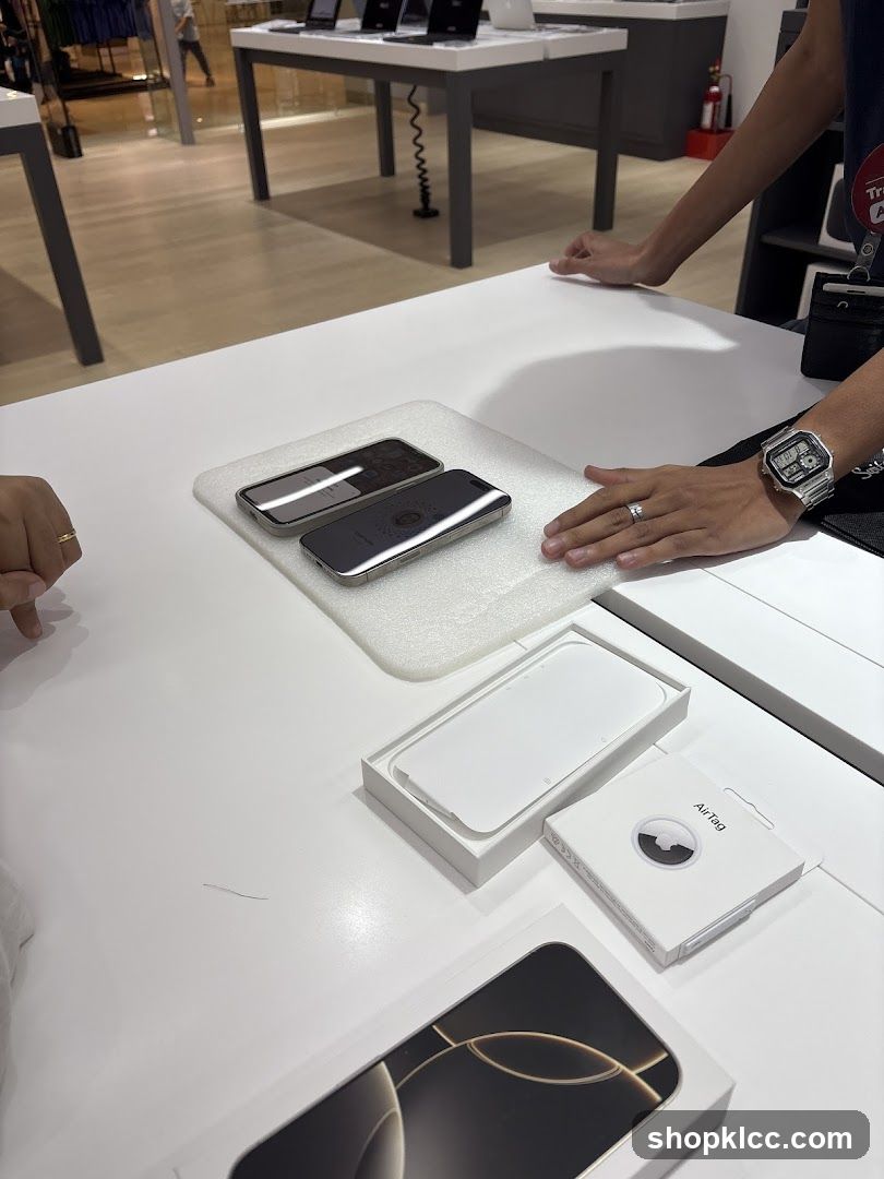 Smartphones and accessories on display
