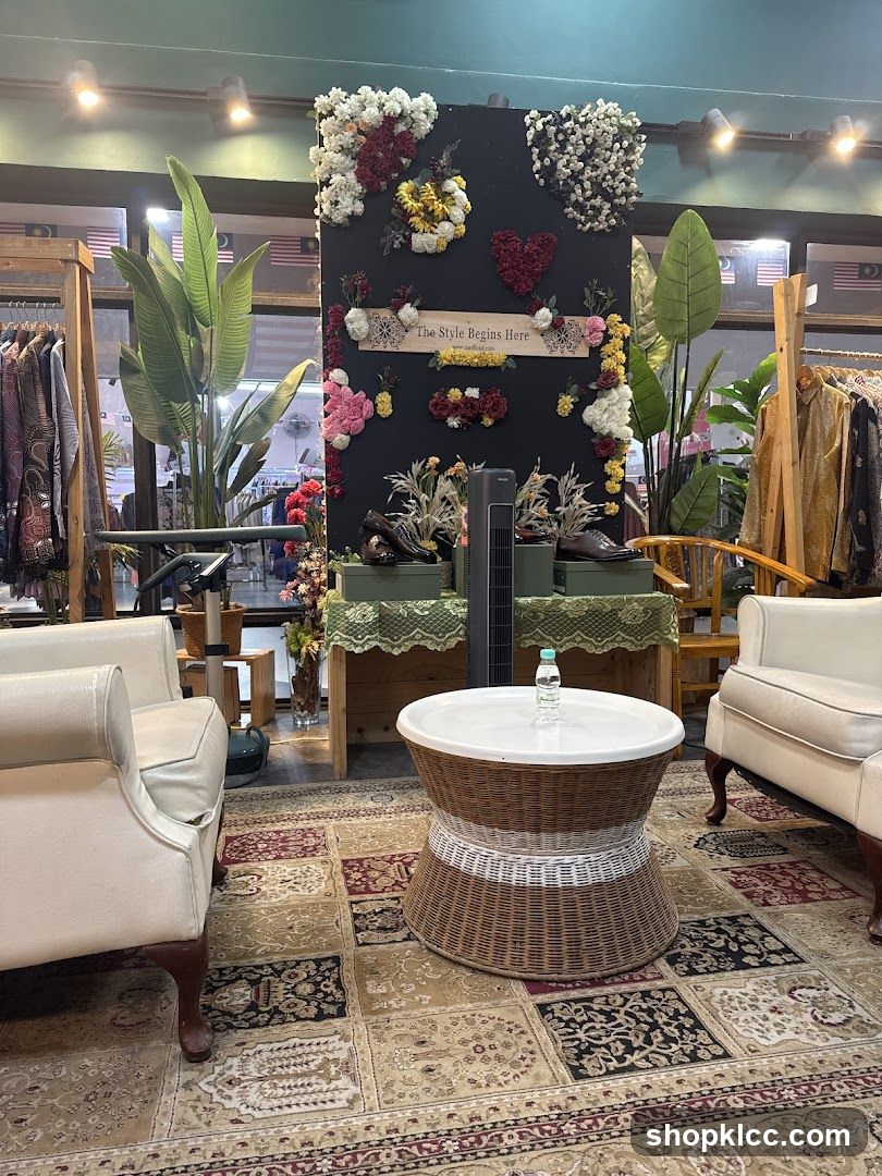 Store Interior with Floral Display and Seating