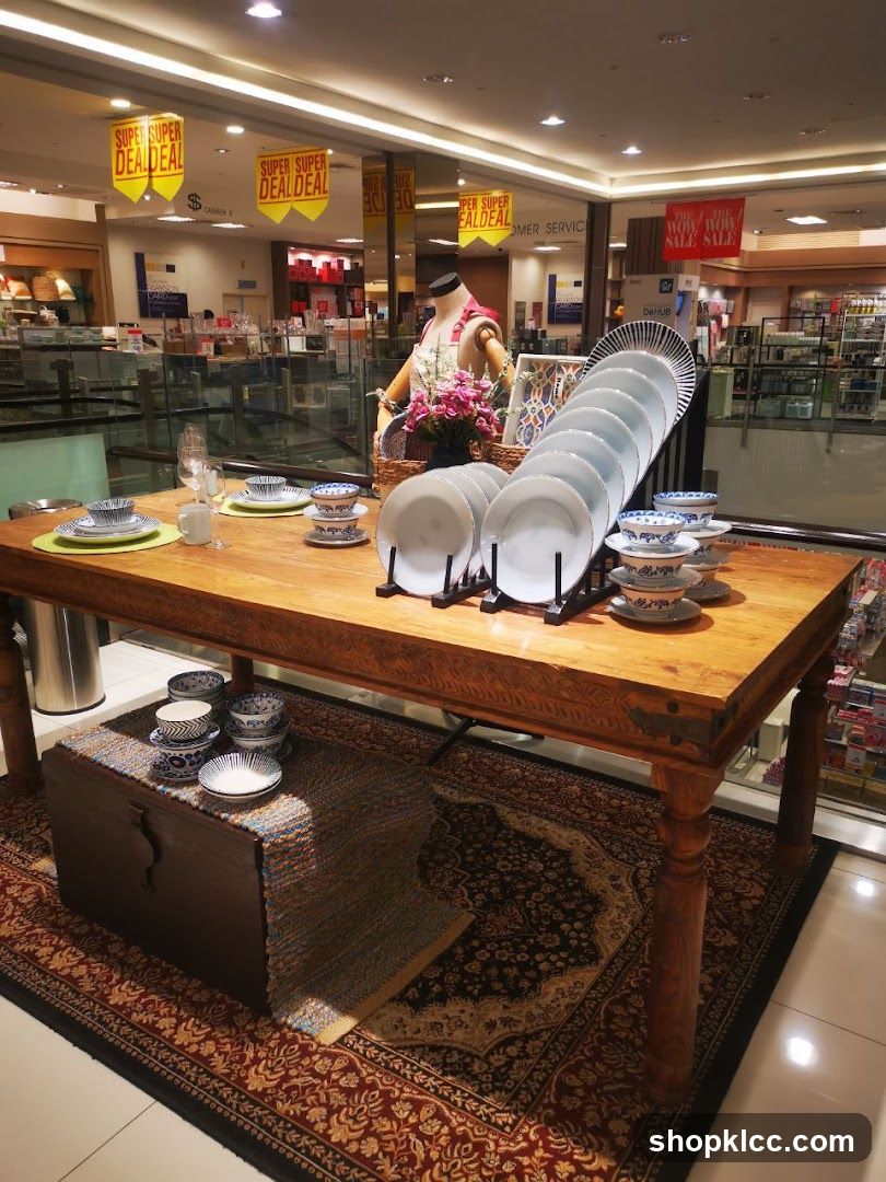 Table setting display with plates and bowls