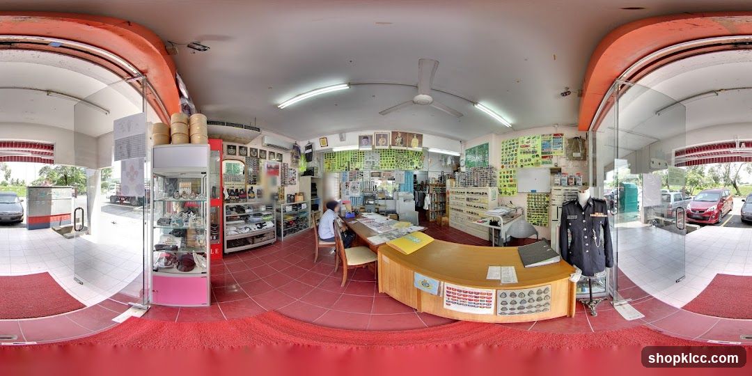 Store Interior with Display Cases and Counter