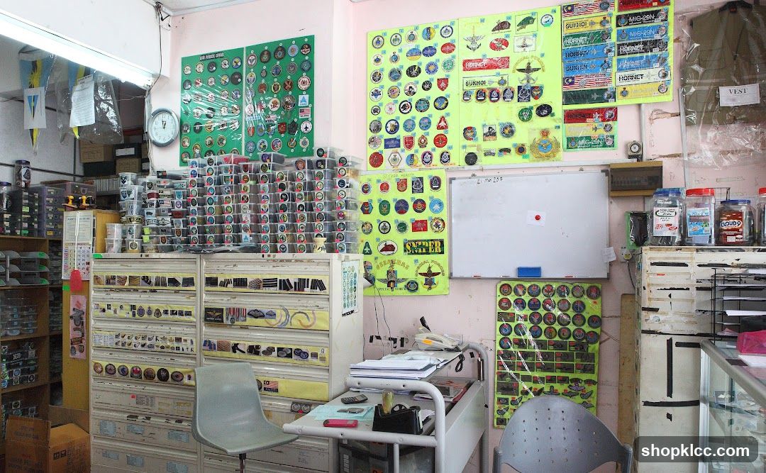Shop Interior with Patches and Memorabilia
