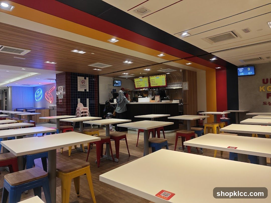 Restaurant Interior with Tables and Counter