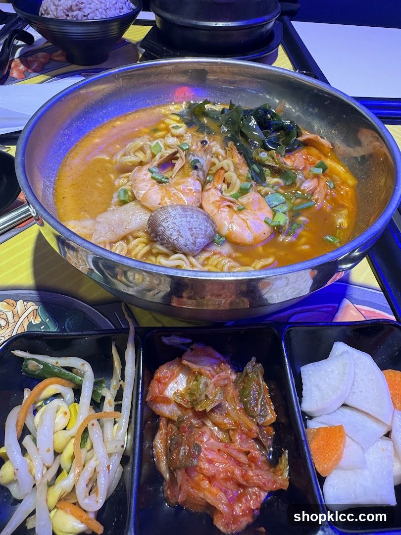 Korean Noodle Soup with Side Dishes