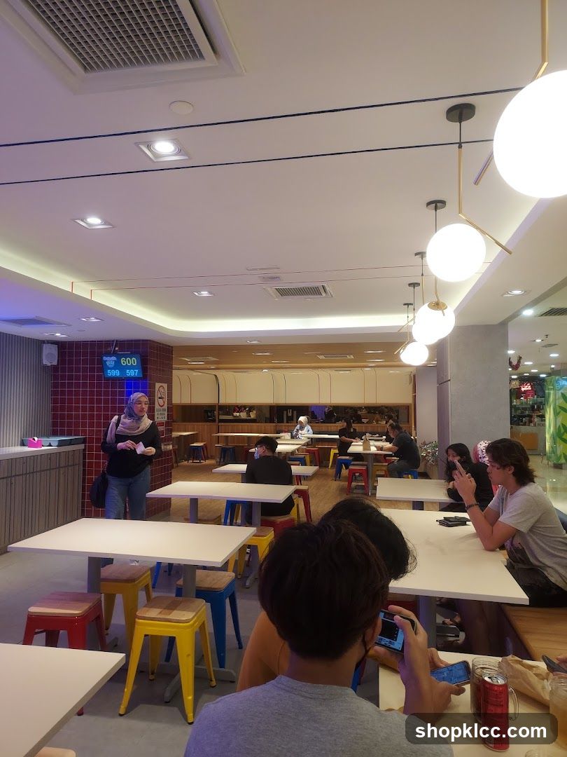Diners in a brightly lit restaurant