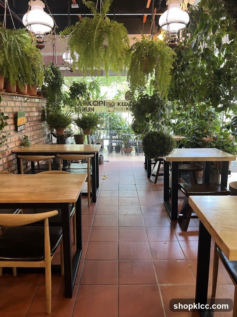 Cafe Interior with Lush Greenery