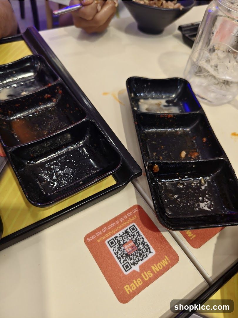 Dine-in Table with Used Dipping Plates