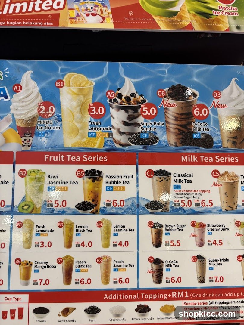 MIXUE Menu