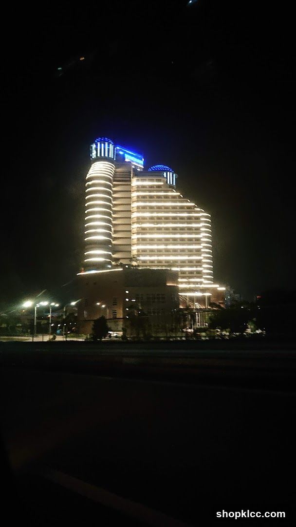 Illuminated modern building at night