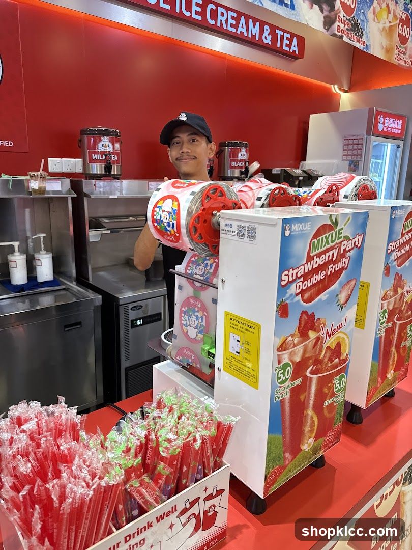 Staff at a beverage counter