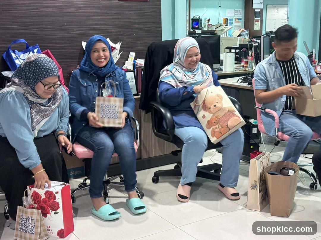 People holding gift bags