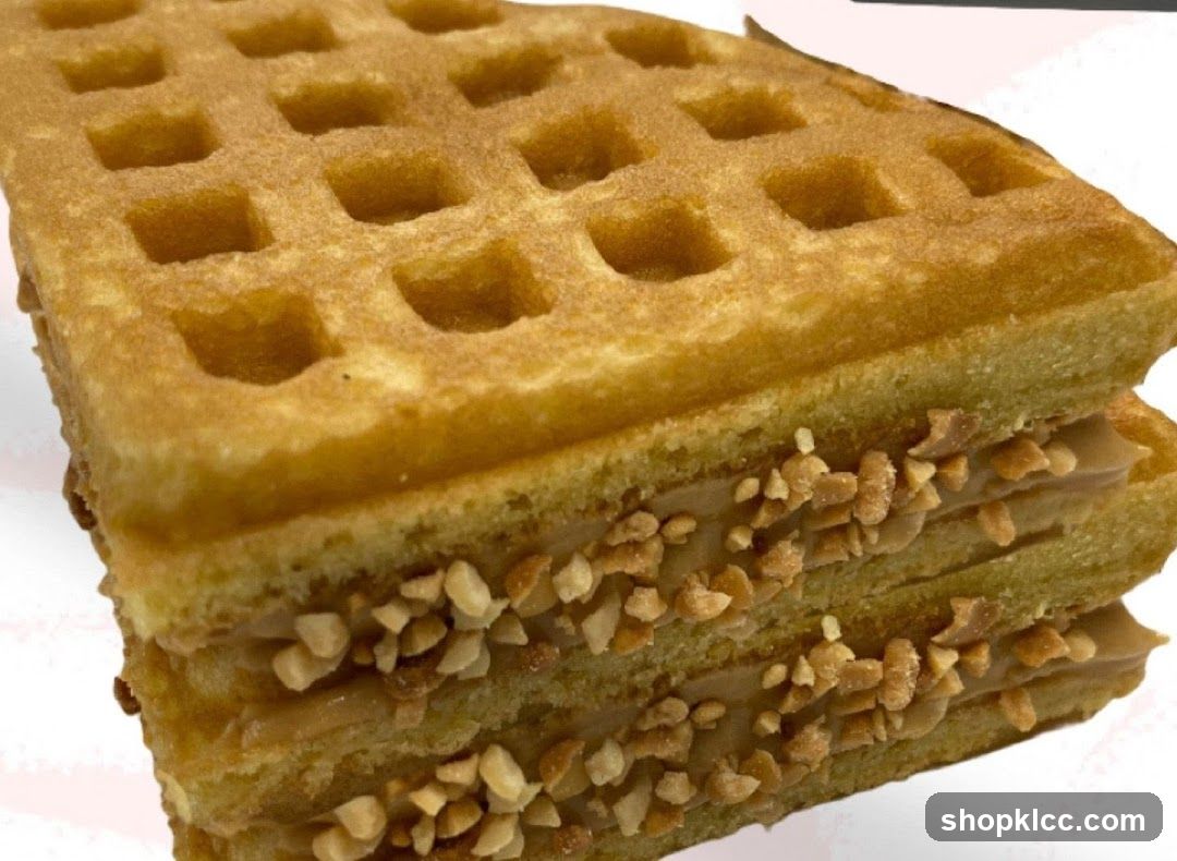 Waffle Sandwich with Cream and Nuts