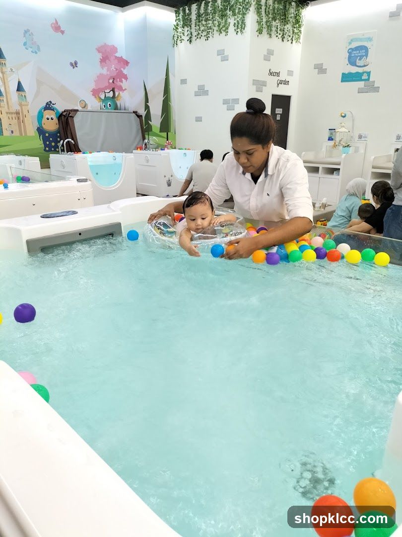 Baby enjoying a hydrotherapy session