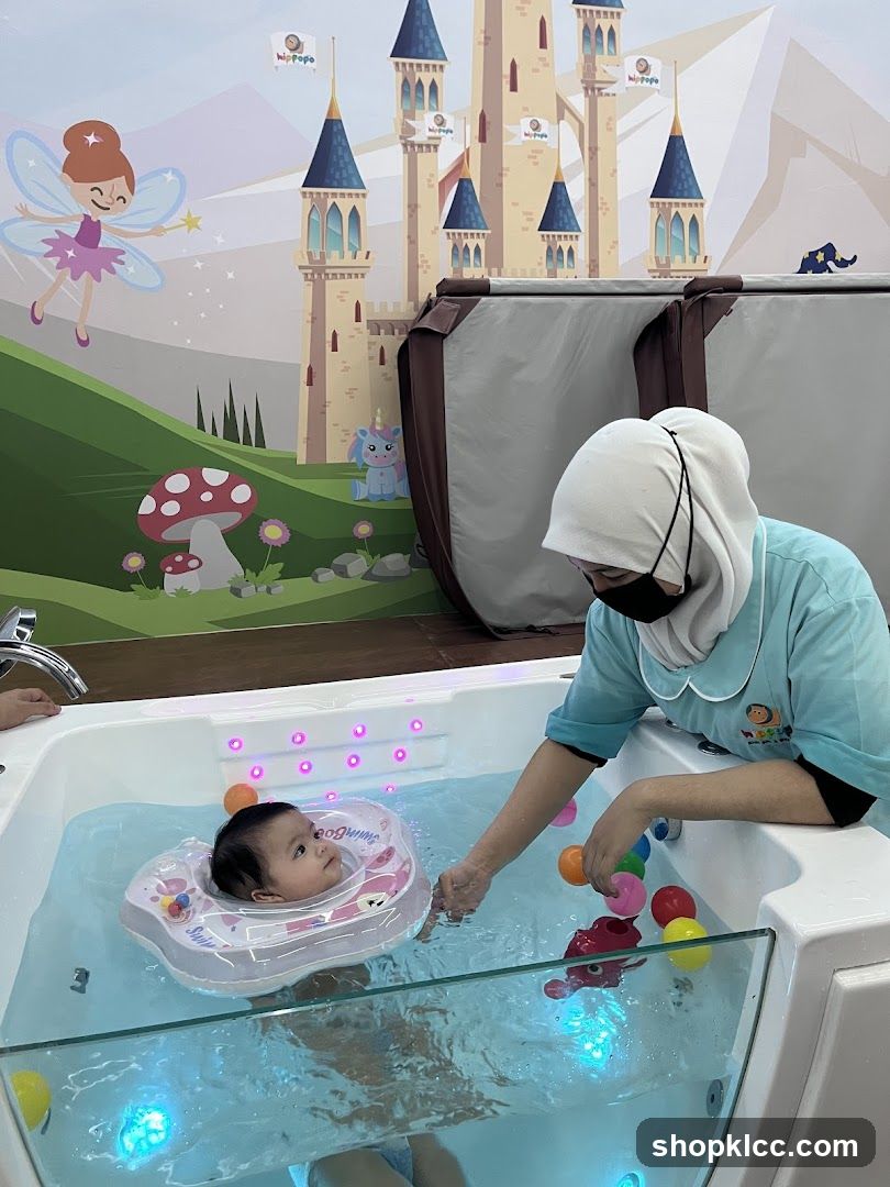 Baby enjoying a hydrotherapy session